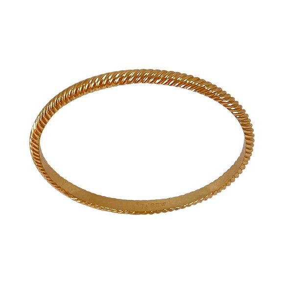 J Crew Bracelet S/M Yellow Gold Plated Bangle Skinny Textured Stackable Y2K VSCO - Picture 2 of 16